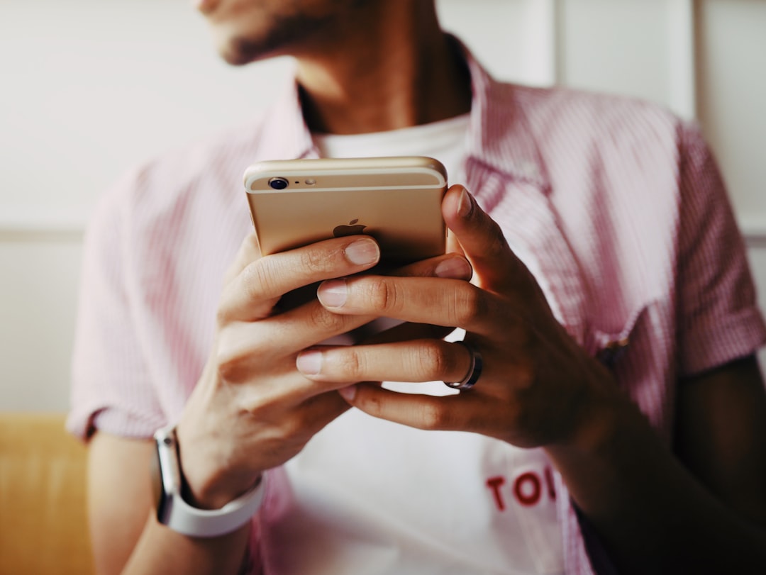 man using dating app smartphone