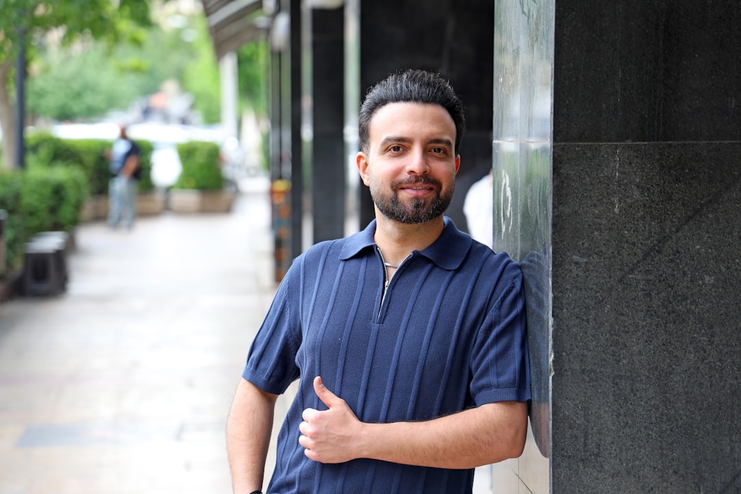 man business casual portrait outdoor city