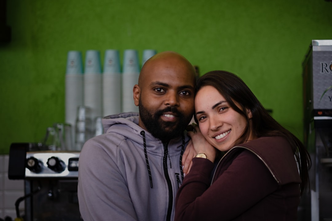 middle aged couple smiling coffee