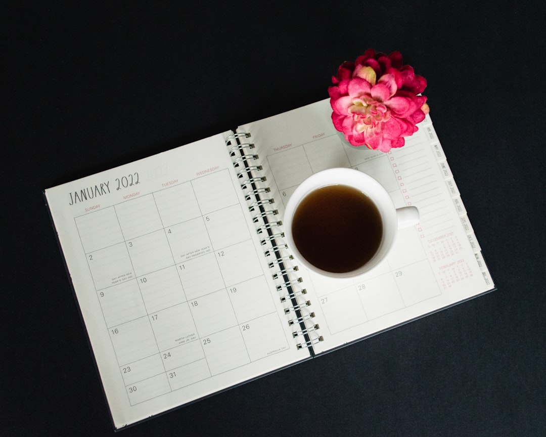 calendar planning notebook coffee