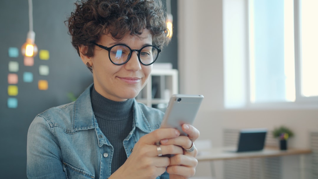 woman taking personality quiz phone