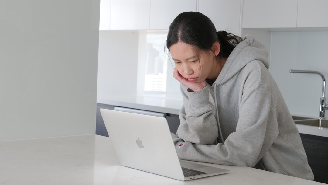 japanese woman laptop decision serious
