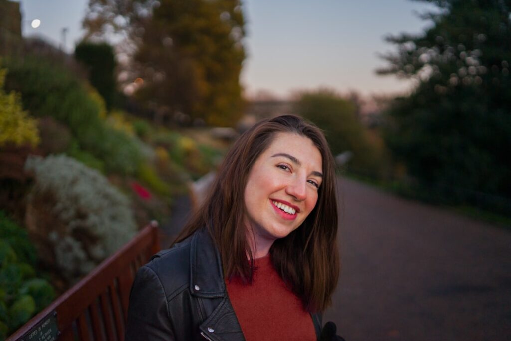 outdoor portrait natural light smile