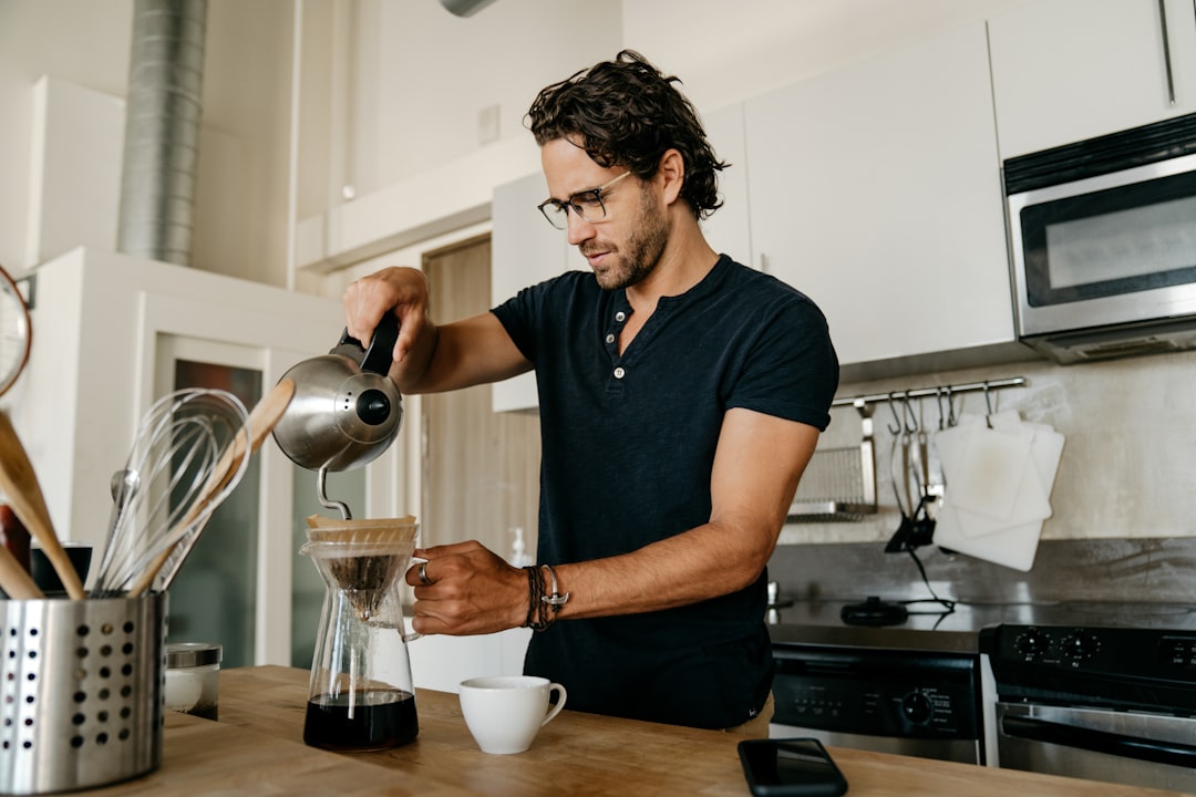 calm morning coffee preparation