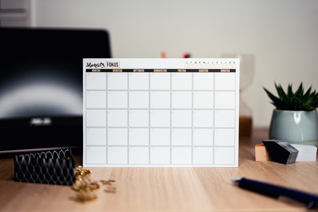 calendar planning checklist desk