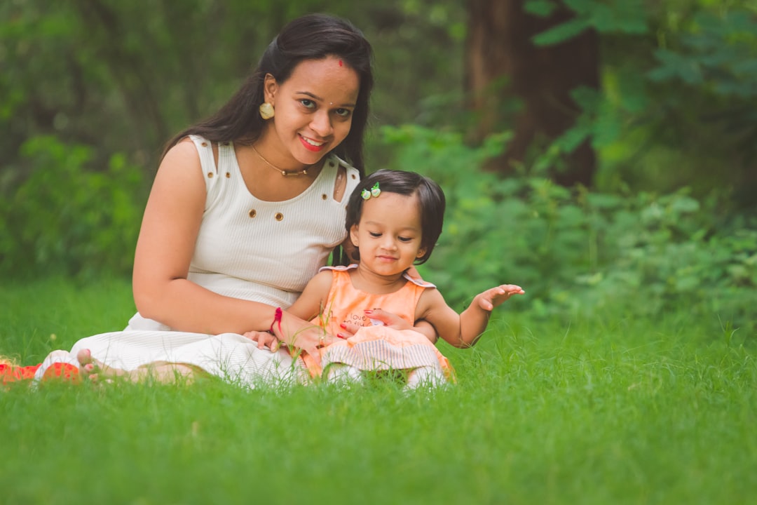 single mom smiling natural outdoor portrait