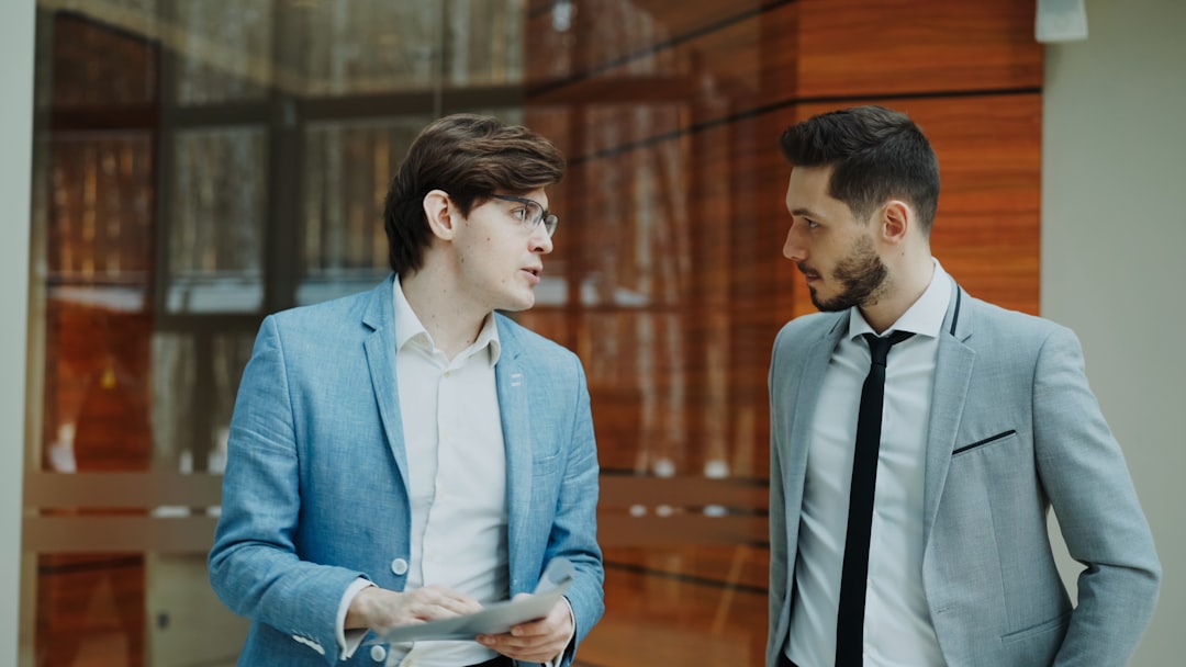 young couple smiling formal meeting