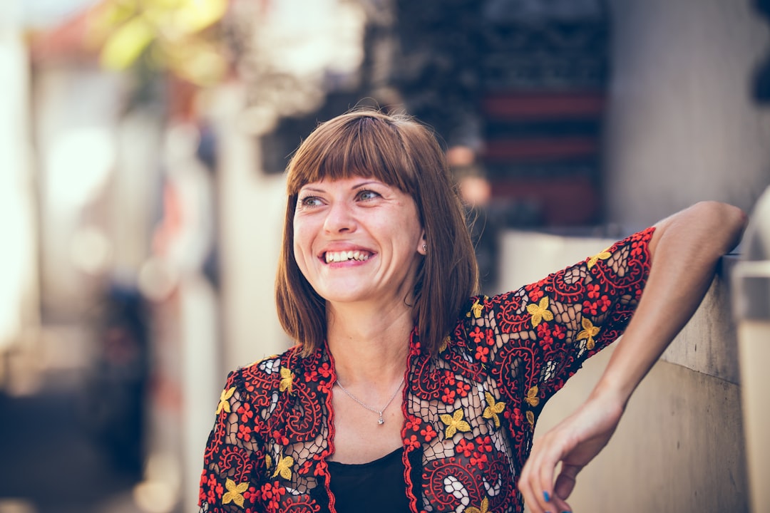 smiling woman portrait outdoor natural