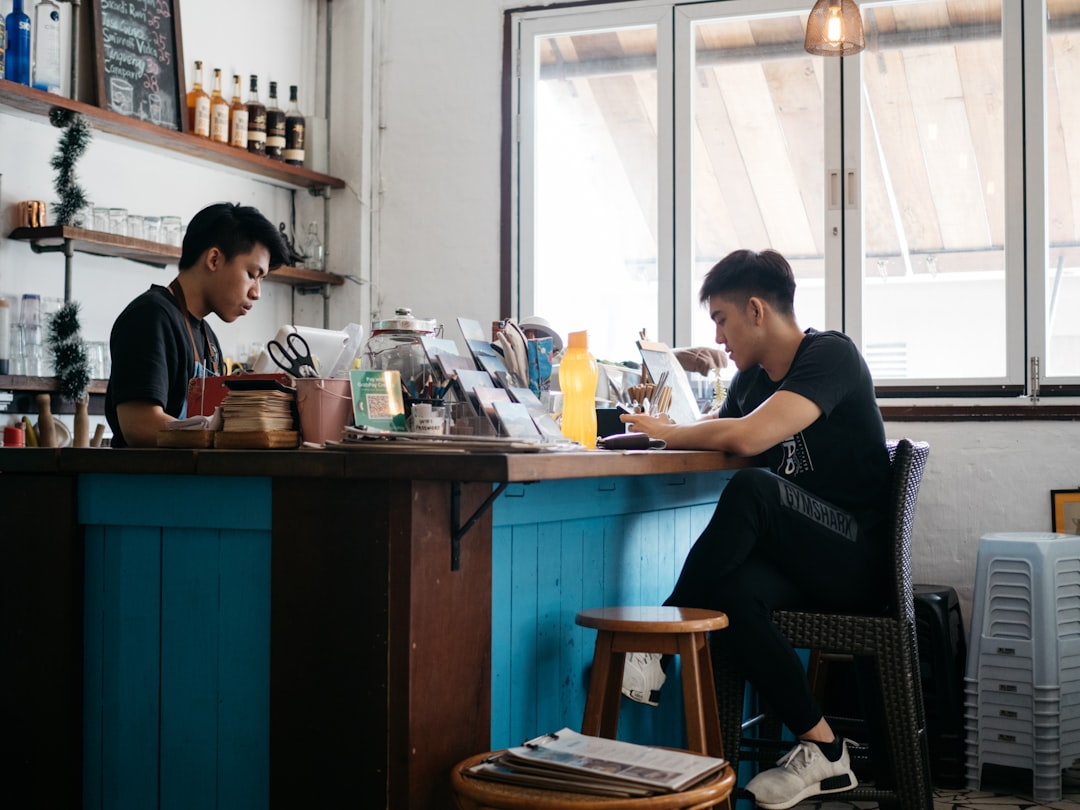 happy japanese couple coffee shop