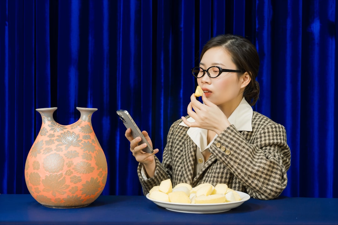 woman thinking choice smartphone
