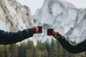 two people sharing hobby outdoor coffee