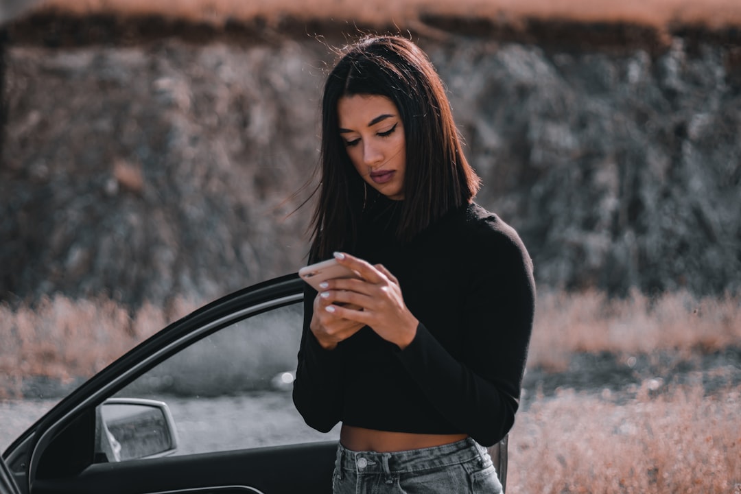 woman using smartphone safety security lock