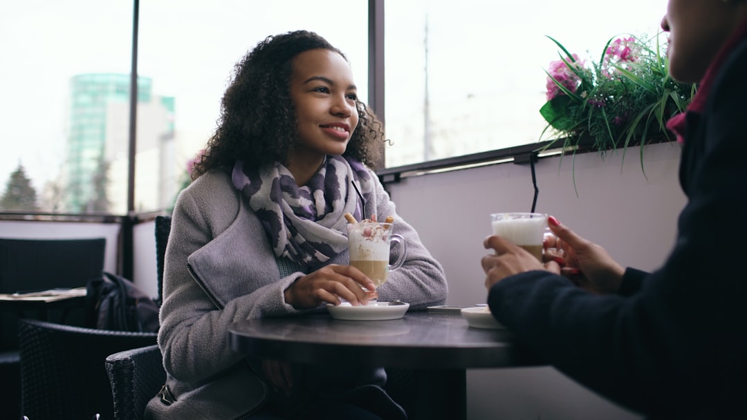 two people meeting cafe date