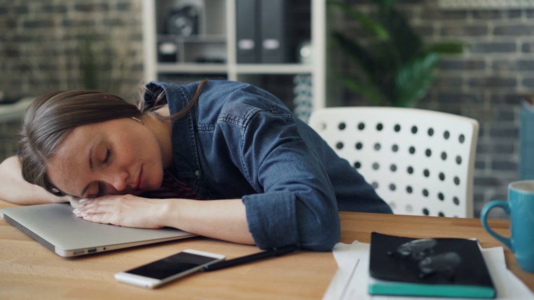 tired businesswoman working late office