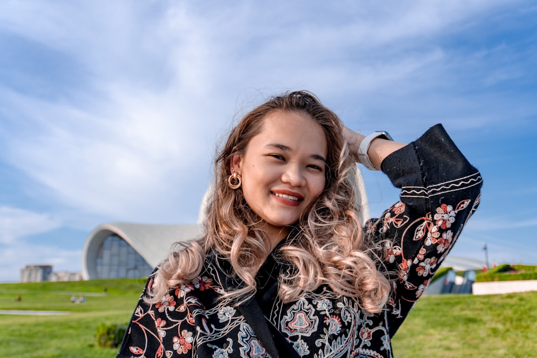 happy woman smiling confident outdoors