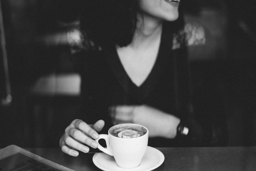 woman smiling coffee date conversation