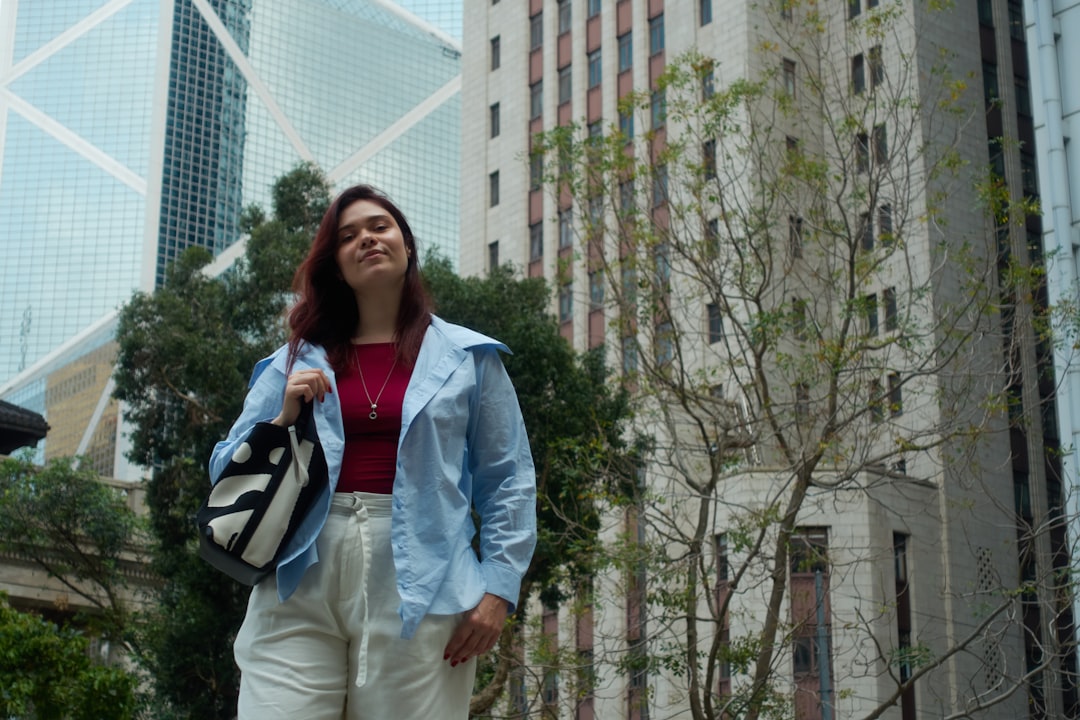 confident woman walking in city