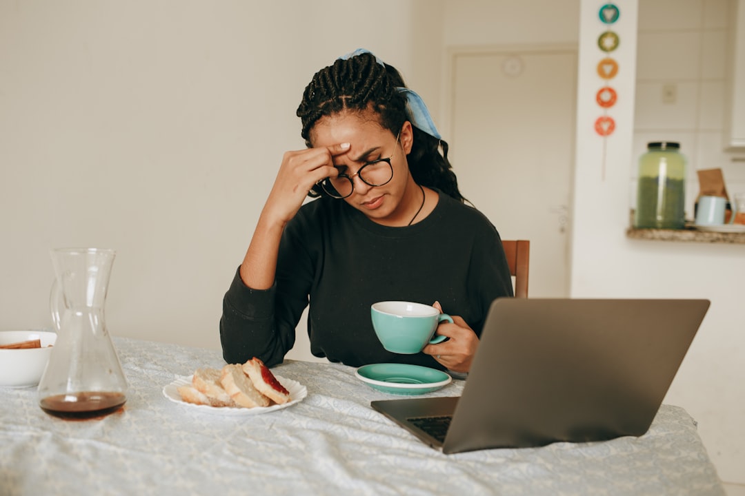 person reading online reviews thinking