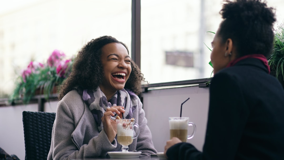 happy couple meeting at cafe
