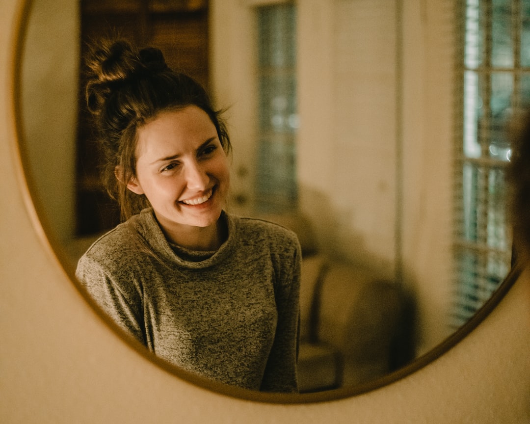 woman smiling relaxed self reflection