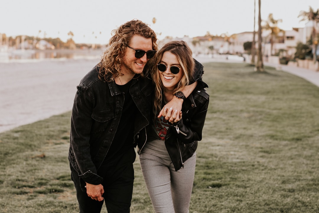 couple walking together happy