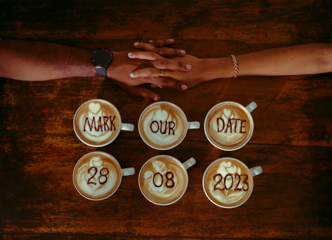 two coffee cups first date table