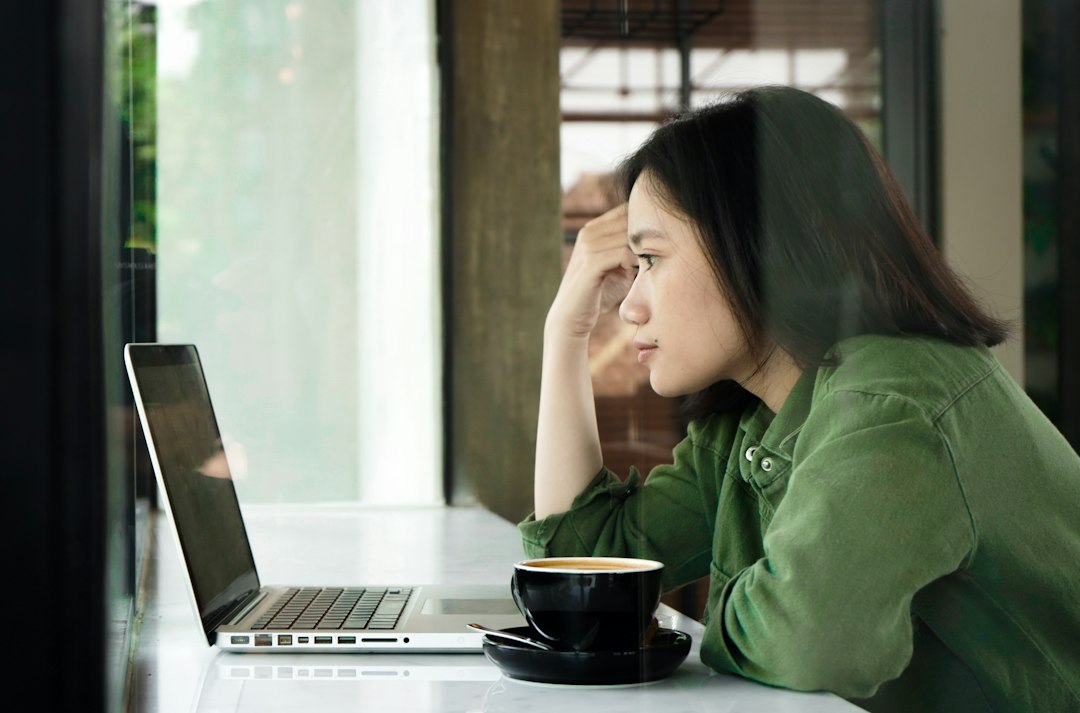 woman confident decision making laptop