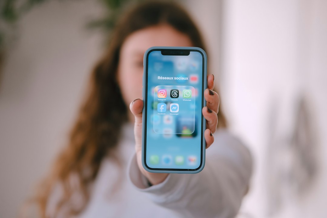 smartphone dating app profile screen woman